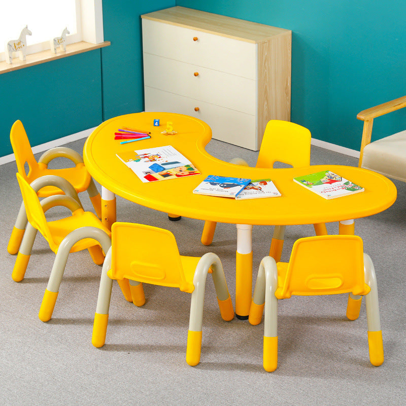 Children's table and chair set Kindergarten table and chair Baby painting game learning desk Plastic lifting moon creative table