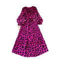 Frenchretroniche styleprintingdress women's autum strap waist round neck lantern sleeve slimming looklong skirt