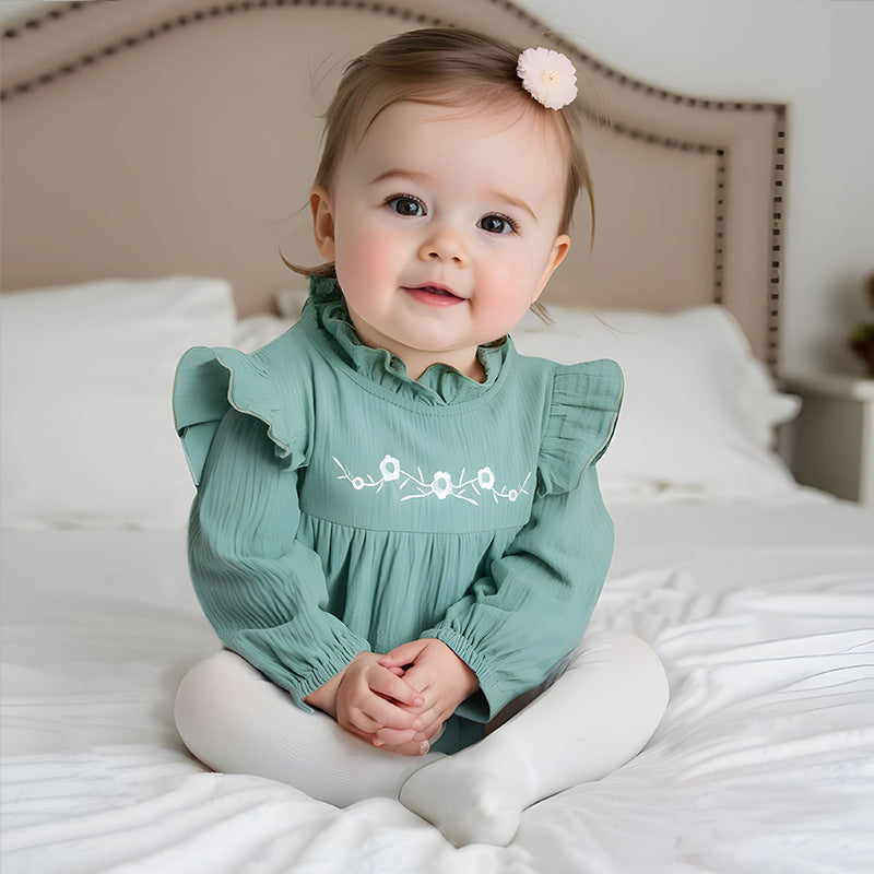 Baby clothes  spring/autumn cotton class a baby romper long sleeve triangle bodysuit korean style newborn outfit