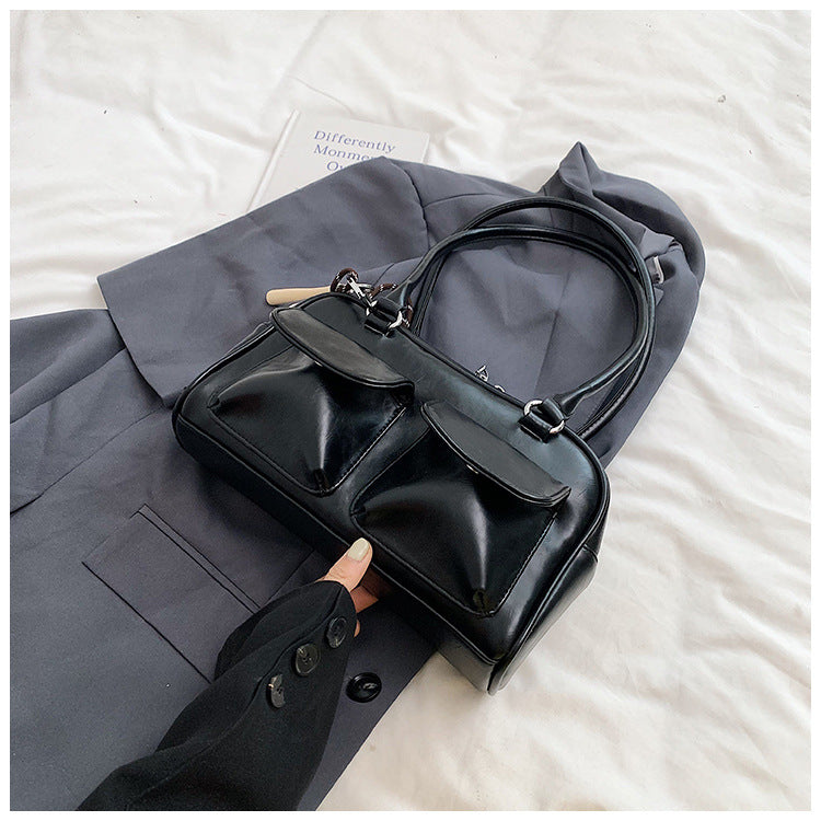 Retro underarm bag women's 2025 new textured tote shoulder bag niche large-capacity portable commuter bag