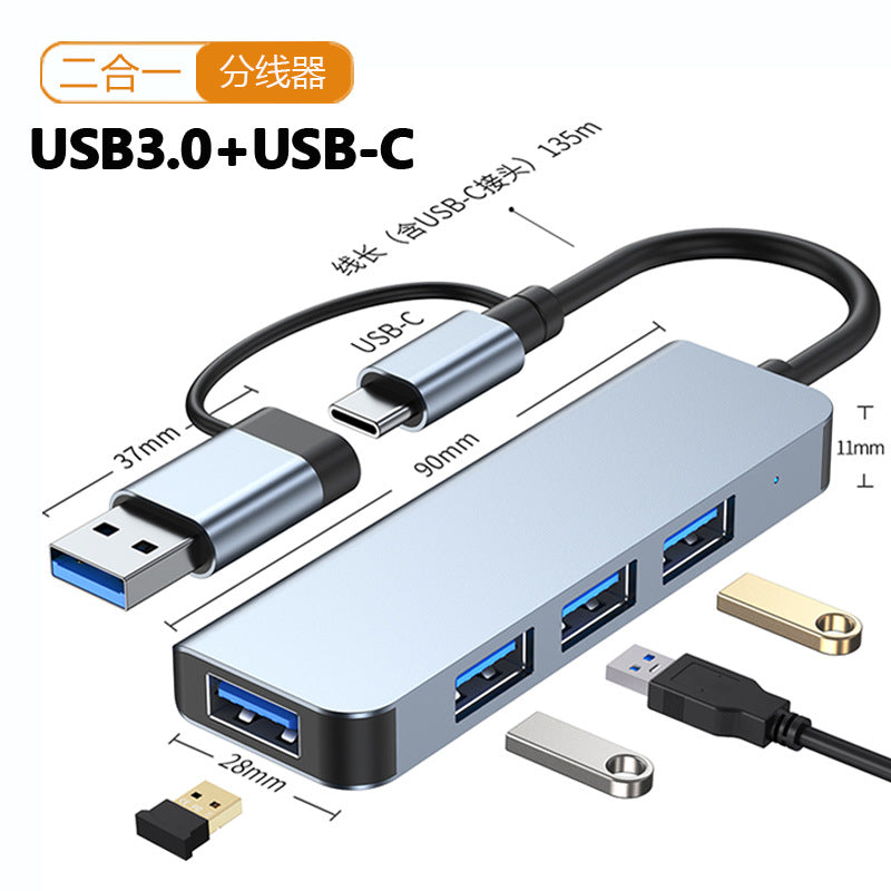 type-c splitter 5-in-1 usb one-to-four hub3.0 laptop multi-interface hub