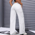 European and american cross-border   new versatile casual mid-rise loose straight wide-leg multi-pocket women's cargo pants