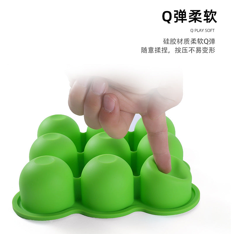 Ice cube mold ice making mold round ice grids silicone nine-hole popsicle mold ice ball mold ice making box silicone ice grids