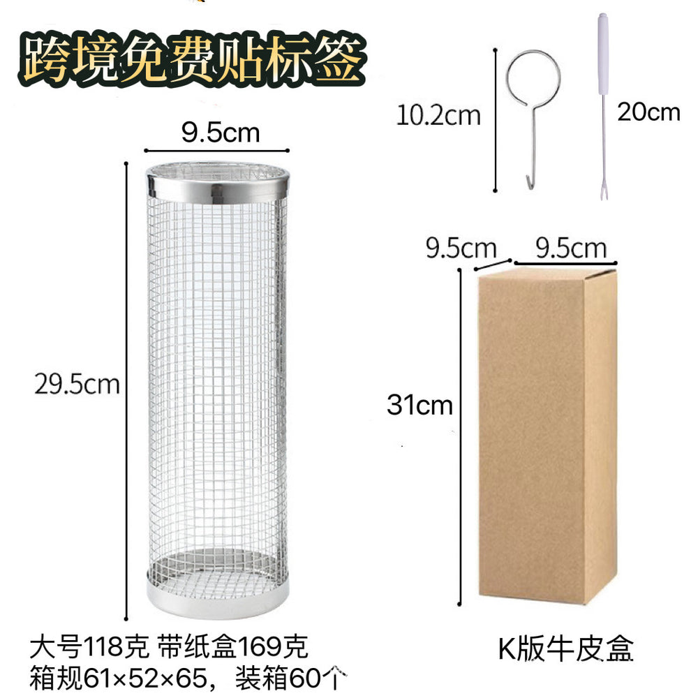 wholesale roasting cage stainless steel barbecue cage outdoor portable camping style picnic barbecue grill rotating rolling barbecue net