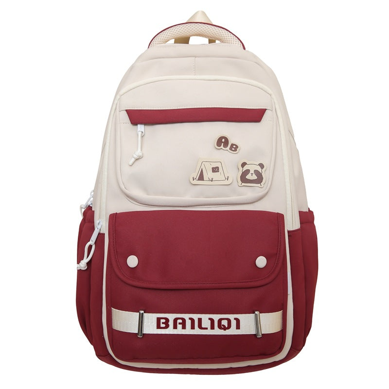 Backpack maillard color classy school bag junior high school student school bag casual travel couple student school bag