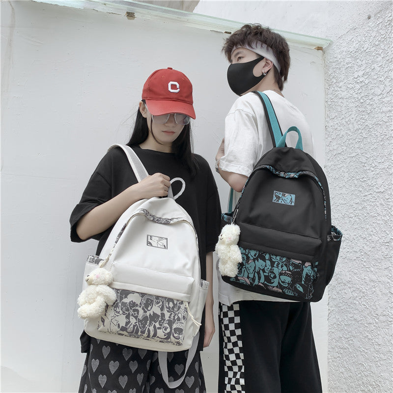 New backpack women's Korean version large capacity Harajuku ulzzang schoolbag ins high school student simple canvas backpack