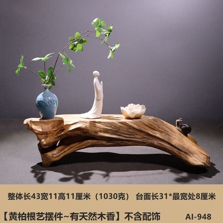 Weathered dead wood ornaments 2 thuja root carving bonsai bottom base tea ceremony tea room tea table dry tea table