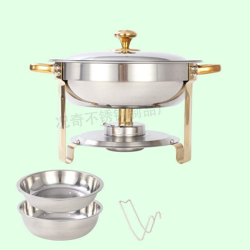 5qt stainless steel gold round furnace insulation buffet furnace suitchafingdishbuffetsetcross-border