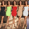 C7161 cross-border   fashion women's sexy bodycon mini dress with rhinestone embellishments