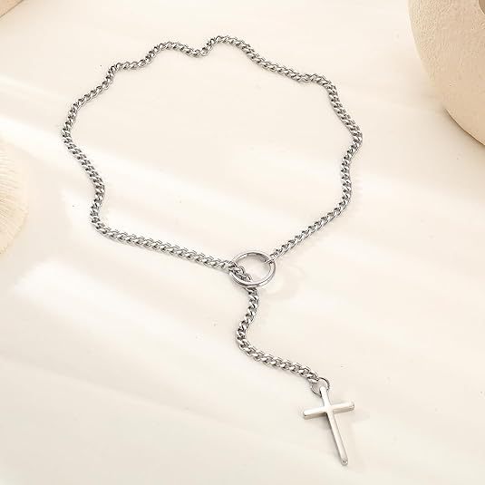 European and american style versatile cross necklace - minimalist punk hip-hop men's statement jewelry - dropshipping available