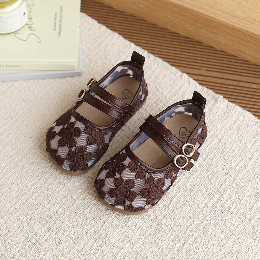Breathable girls' mesh shoes, new kids' sandals, soft-soled toddler princess shoes, stylish girls' single shoes, sandals for toddlers and young children