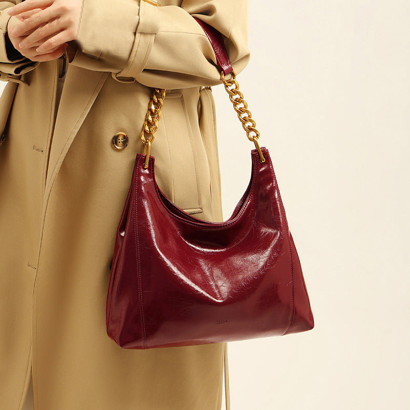High-end tote bag, large capacity women's bag, 2025 new style shoulder bag, underarm bag, red wedding bag, bridal bag