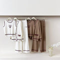 new arrival: letter print sleeveless pullover knit top, cardigan jacket, and casual wide-leg pants three-piece set for women