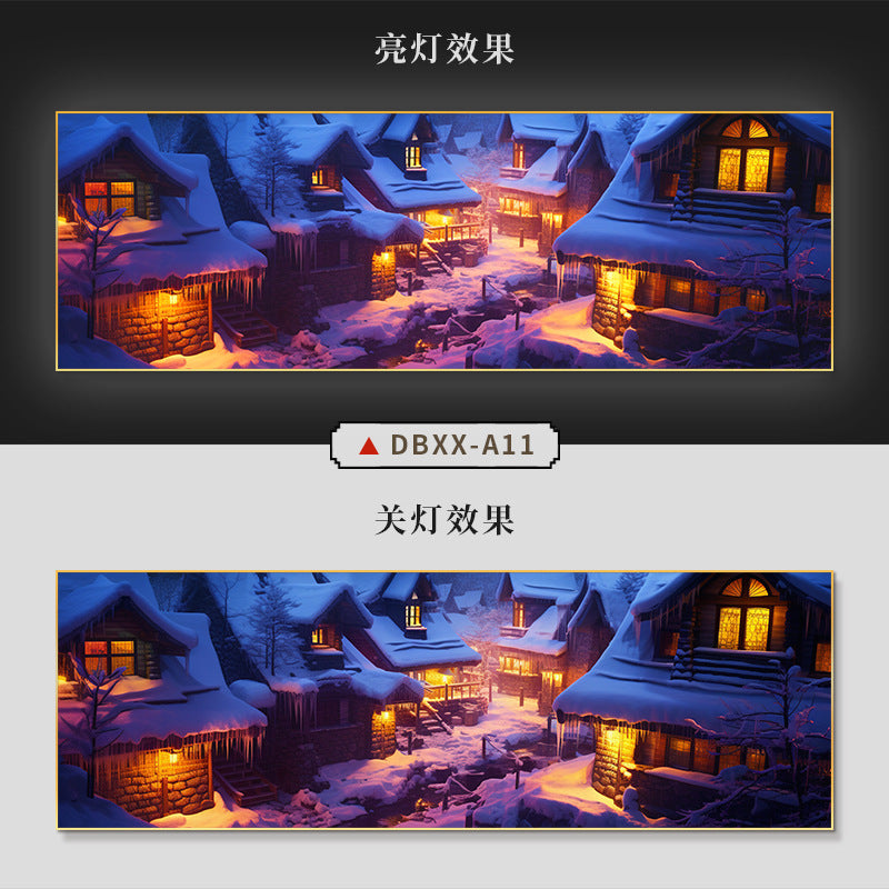 Farmyard Northeast Snow Scene Decorative Painting Rural Folk Scenery Wall Painting Iron Pot Stew Restaurant Light Box Hotel Hanging Painting