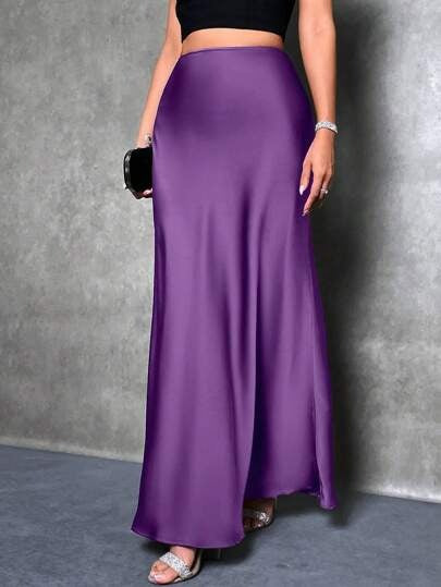 Export cross-border satin satin skirt spring and summer new arrivalfashion  casualartificial silk long skirt women's clothing