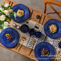 Embossed blue steak plate french western dinner plate personalized retro style ceramic milk jug sugar bowl suit tableware wholesale