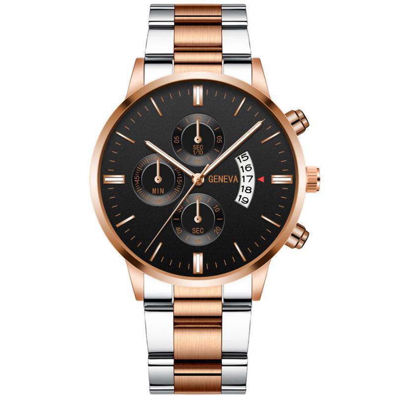 watch fake three-eye men's steel band watch business casual calendar quartz watch men's spot other