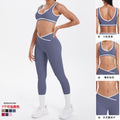 European and american sexy open-back crisscross high-waisted tight butt-lifting activewear set - color block, barely-there feel, running, fitness, yoga outfit for women