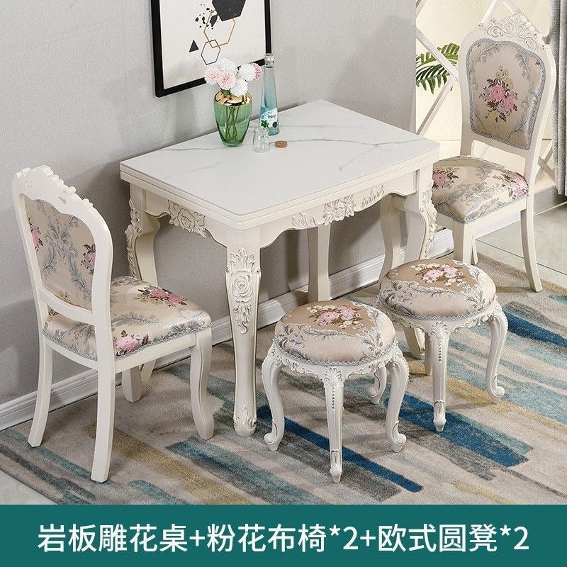 Dining table for home, small apartments, minimalist modern glass and solid wood folding rectangular dining table, european style dining table and chair set