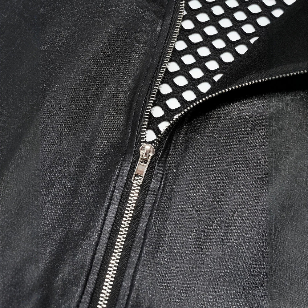 Sexysexy stretch knitting sleeveless dress front zipper silm hip cover backless mesh patchwork tight skirt