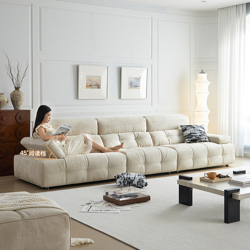 Cream style foshan sofa living room 2025 new arrival straight row lawrence sofa small apartment high back fabric sofa