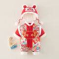Winter infant new year festive one-piece clothes hundred days one year old baby outing cotton clothes safe and thickened clothes