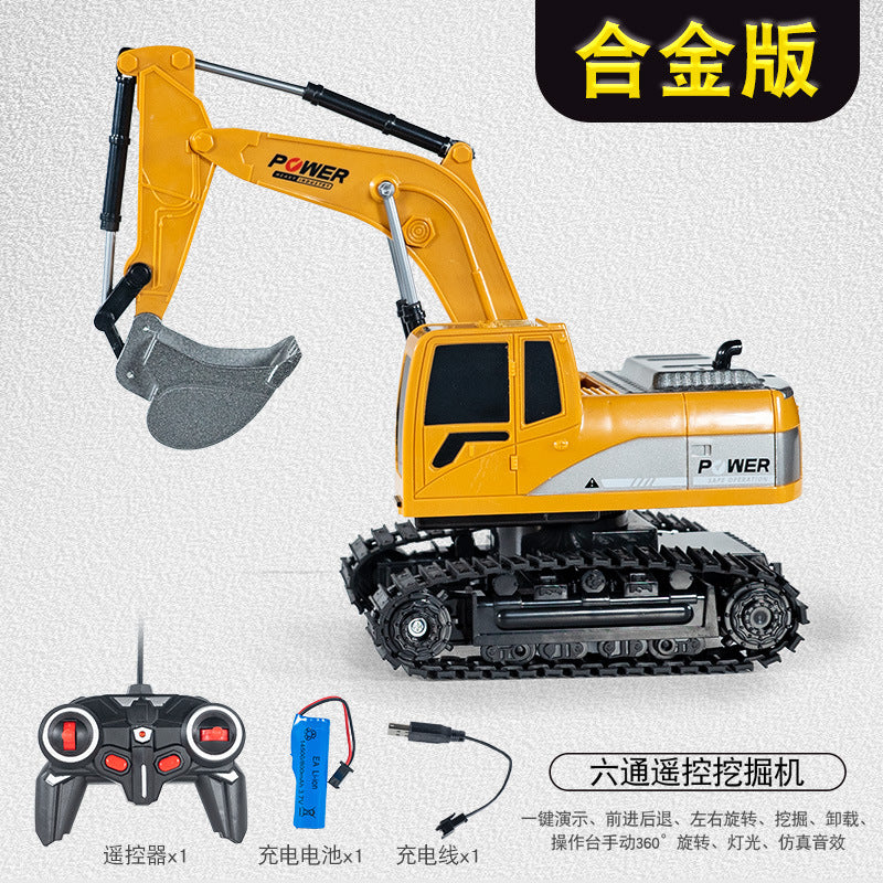 six-way alloy remote control excavator kids toys electric sound and light artificial engineering vehicle excavator model toys