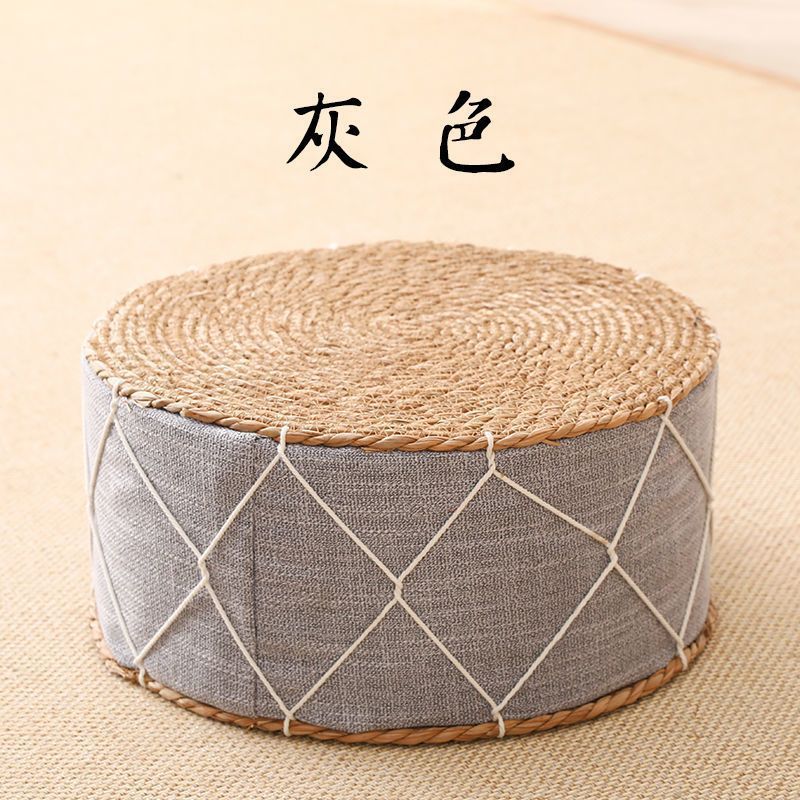 Straw mat thickened futon tatami cushion living room for home low stool round bay window small stool footrest seat