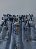 New arrivalautum cross-border girl's woolen lapel shirt suspender denim vest heavy washing water worker jeans three-piece set