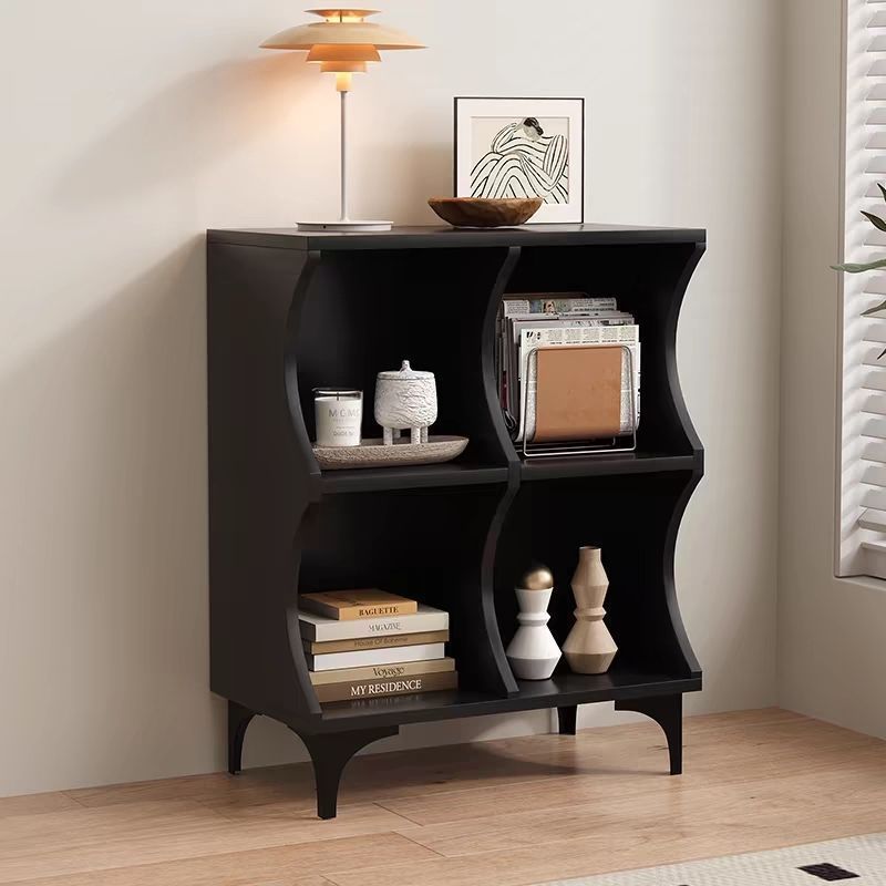 Simple modern black lattice cabinet Internet celebrity cabinet High value storage side cabinet Bookcase Floor creative lattice cabinet
