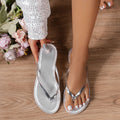 spring festival new plus size women's foreign trade shoes solid color striped thong low heel slip-on sandals