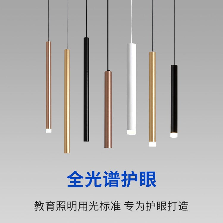 West Asia lighting bar long tube chandelier led cylindrical decorative single head spotlight dining room light living room chandelier spotlight