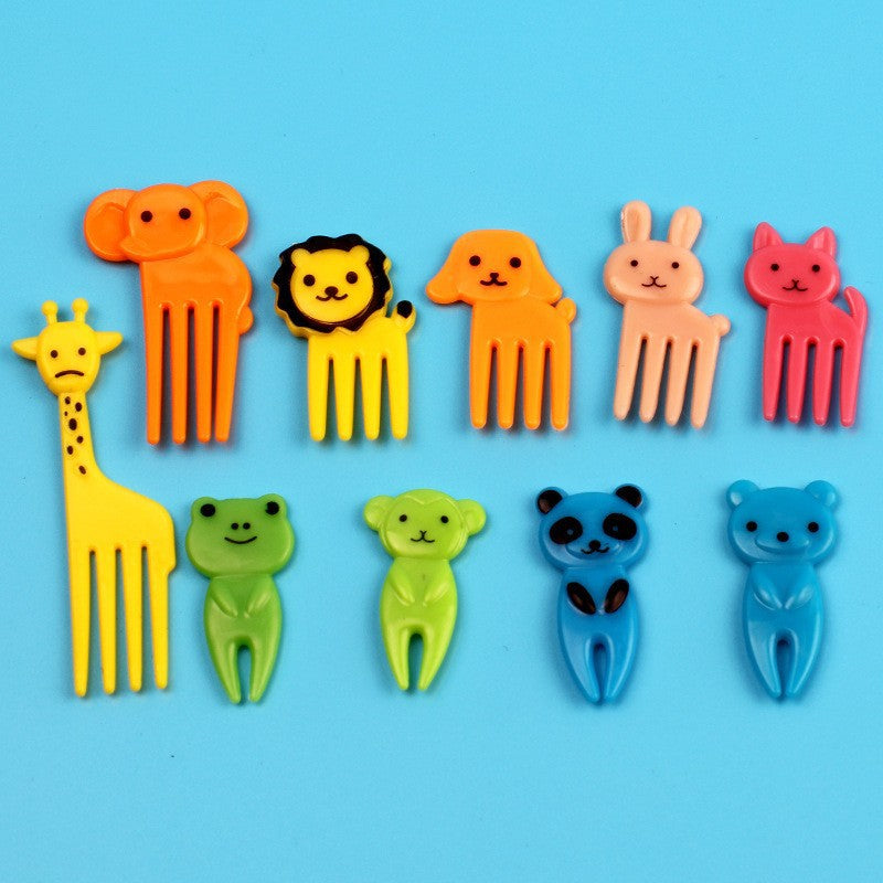 cartoon fruit fork set - cute animal creative fruit picks, bento fruit forks, dessert forks - wholesale