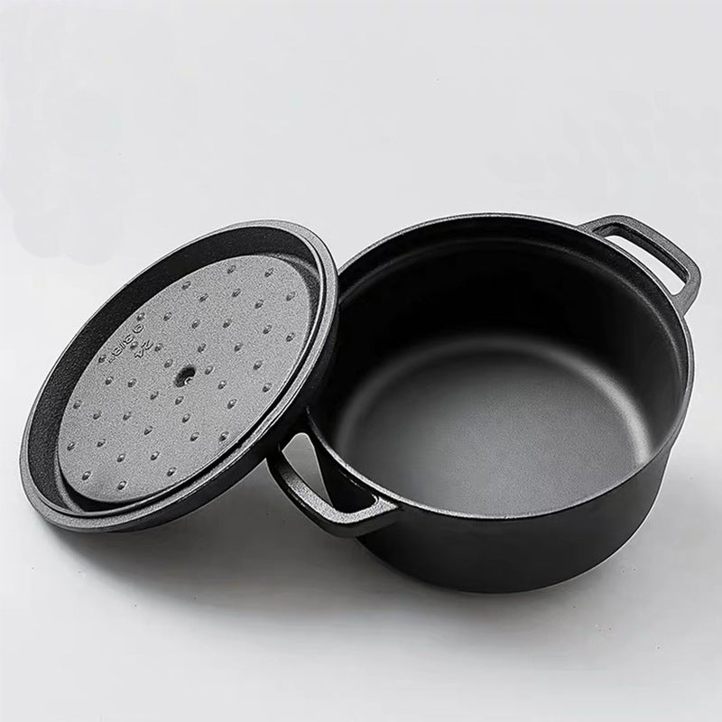Cast iron saucepan Old-fashioned traditional raw iron pot, stew pot, binaural soup, uncoated one-pot non-stick pot, hot pot.