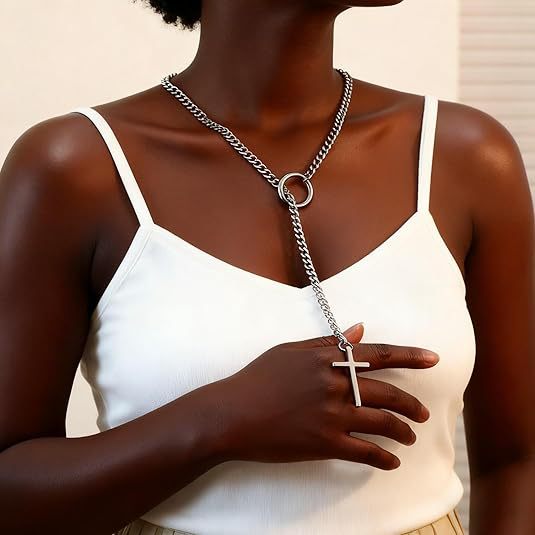 European and american style versatile cross necklace - minimalist punk hip-hop men's statement jewelry - dropshipping available