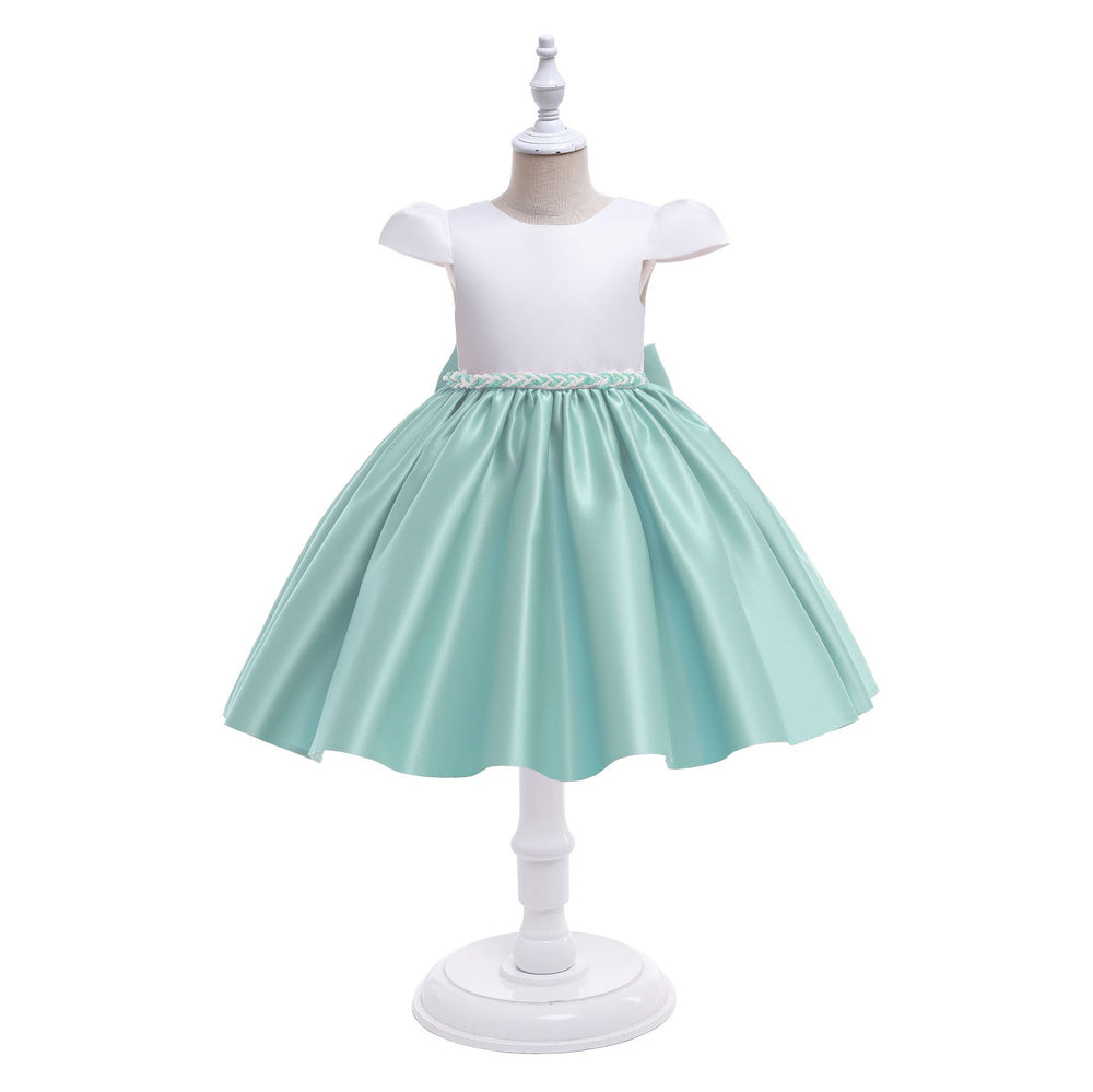 new children's satin beaded princess dress - high-end girl's dress for birthday parties and piano performances