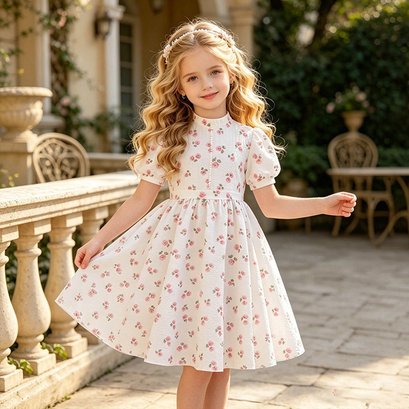 girls' dresses summer toddler  new floral print dress summer outfit kids girls chic princess dress