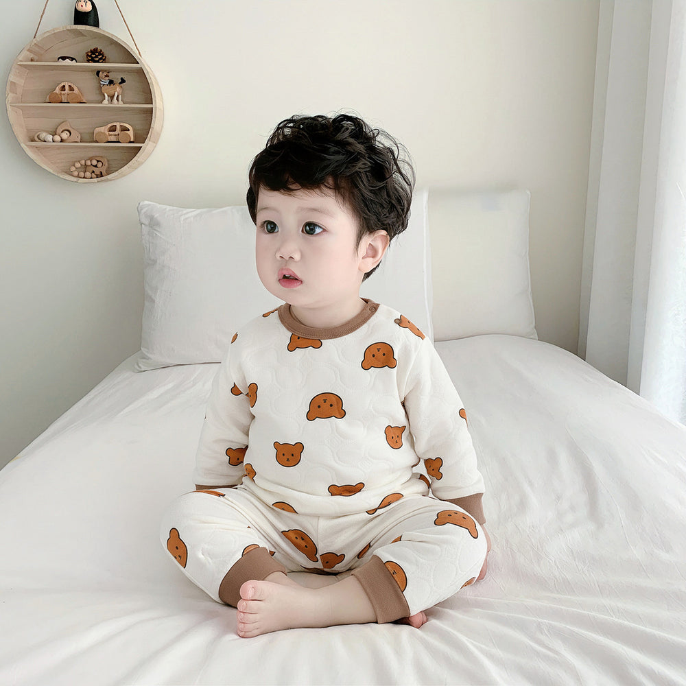 Baby heattechintimatesbaby clothes quilted high waist belly protection autumn clothes long johns outwearthickenedkidsfall and wintersuit