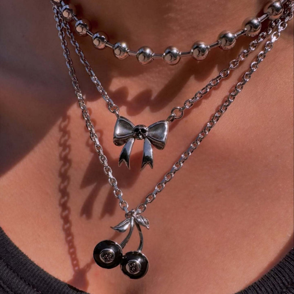 Sweater necklace wholesale fashion cross-border halloween jewelry cherry bow hip hop punk autumn and winter clavicle chain women