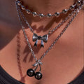 Sweater necklace wholesale fashion cross-border halloween jewelry cherry bow hip hop punk autumn and winter clavicle chain women