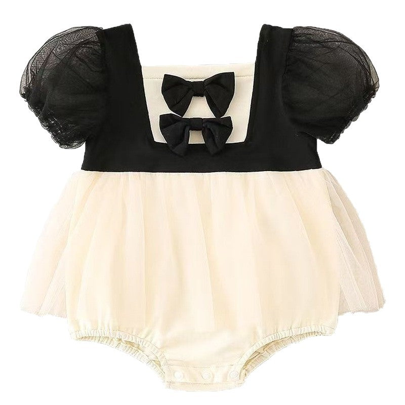 Summer baby girl romper, infant bodysuit, full-month/100-day celebration outfit, princess-style romper dress, trendy summer onesie