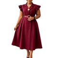 D3365  fashionexport summer new arrivalelegantol suit collar medium long double breasted african dress
