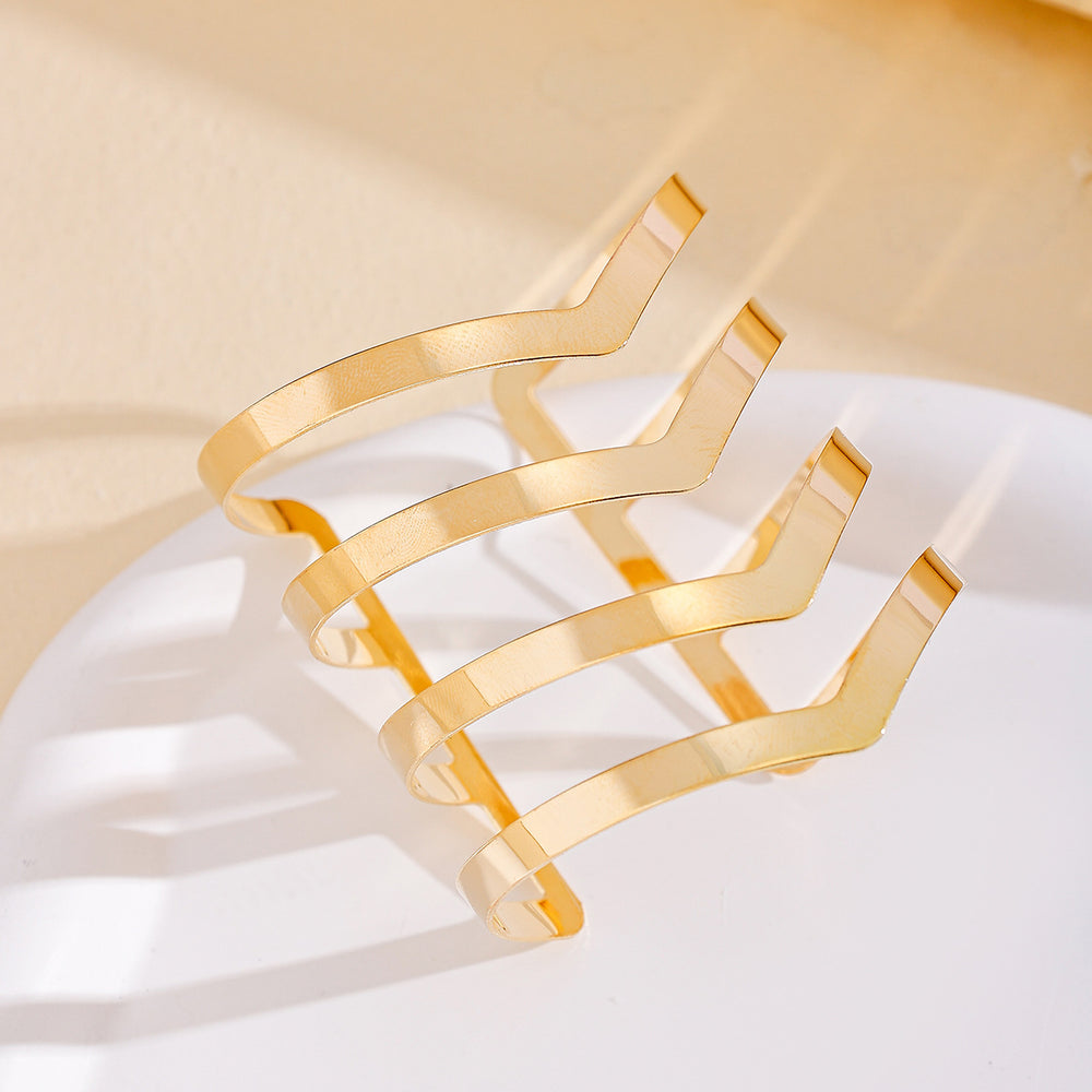 Wholesale traditional alloy bracelets: european & american cross-border jewelry, unique exaggerated geometric design, niche open-end bangle for women