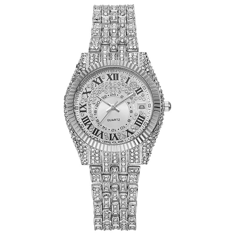 New arrival hot selling cross-border watches - alloy quartz watches with diamond accents, full diamond women's watches - dropshipping available