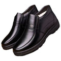 2025 new dad shoes non-slip leather shoes for seniors, high-top cotton shoes for men, winter warm cotton boots for middle-aged and elderly men