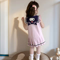Girls' summer dress  new kuromi kids cotton dress, stylish preppy cartoon skirt, trendy
