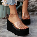 exportplus sizenew arrival one strap transparent open toe platform cake thick solewaterproof platform wedge outwear sandals and slippers for women