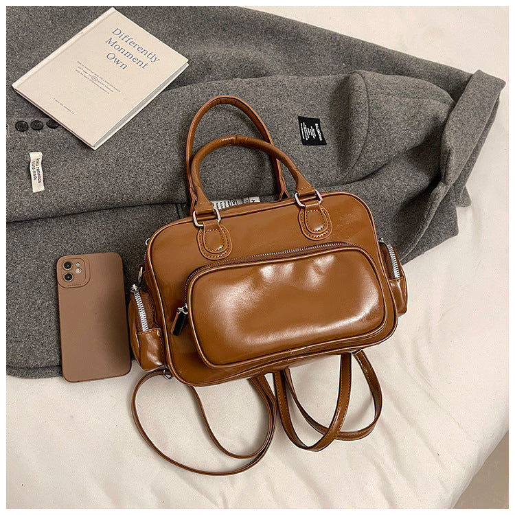 Versatile preppy style backpack for women, 2025 new trendy niche handbag, highland dog minimalist retro women's bag