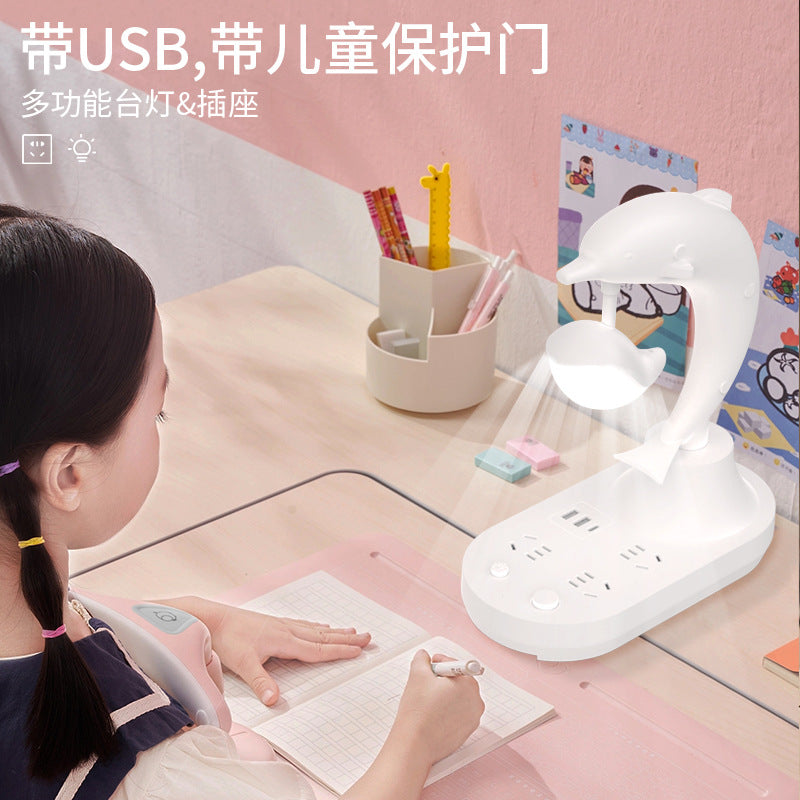 Multifunctional desk lamp - bedroom ambiance bedside lamp - student dorm led adjustable usb office socket smart electrician