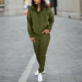 cross-border  women's solid color hooded long sleeve sweatshirt & fashionable tapered leg pants two-piece set